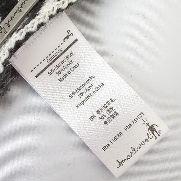 Smartwool Merino Wool Scarf Black Gray White Nordic Fair Isle Thick Warm Winter - Picture 3 of 6